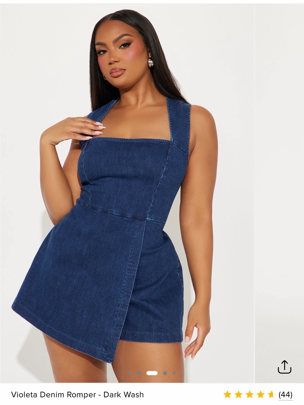 Fashion Nova Dark Blue Denim Romper